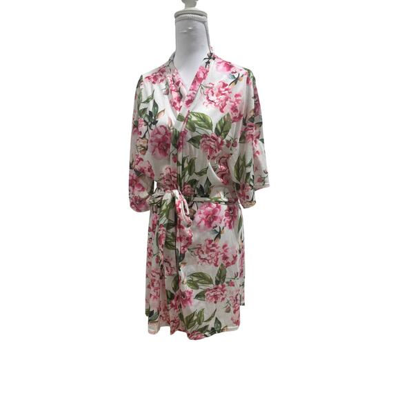 Show Me Your Mumu Brie Floral Robe 0/S Pink & Green Garden Blooms Kimono-Style - Picture 2 of 7